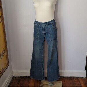 Vintage Gap Medium Wash Cargo Pocket Flare Jeans Size 2